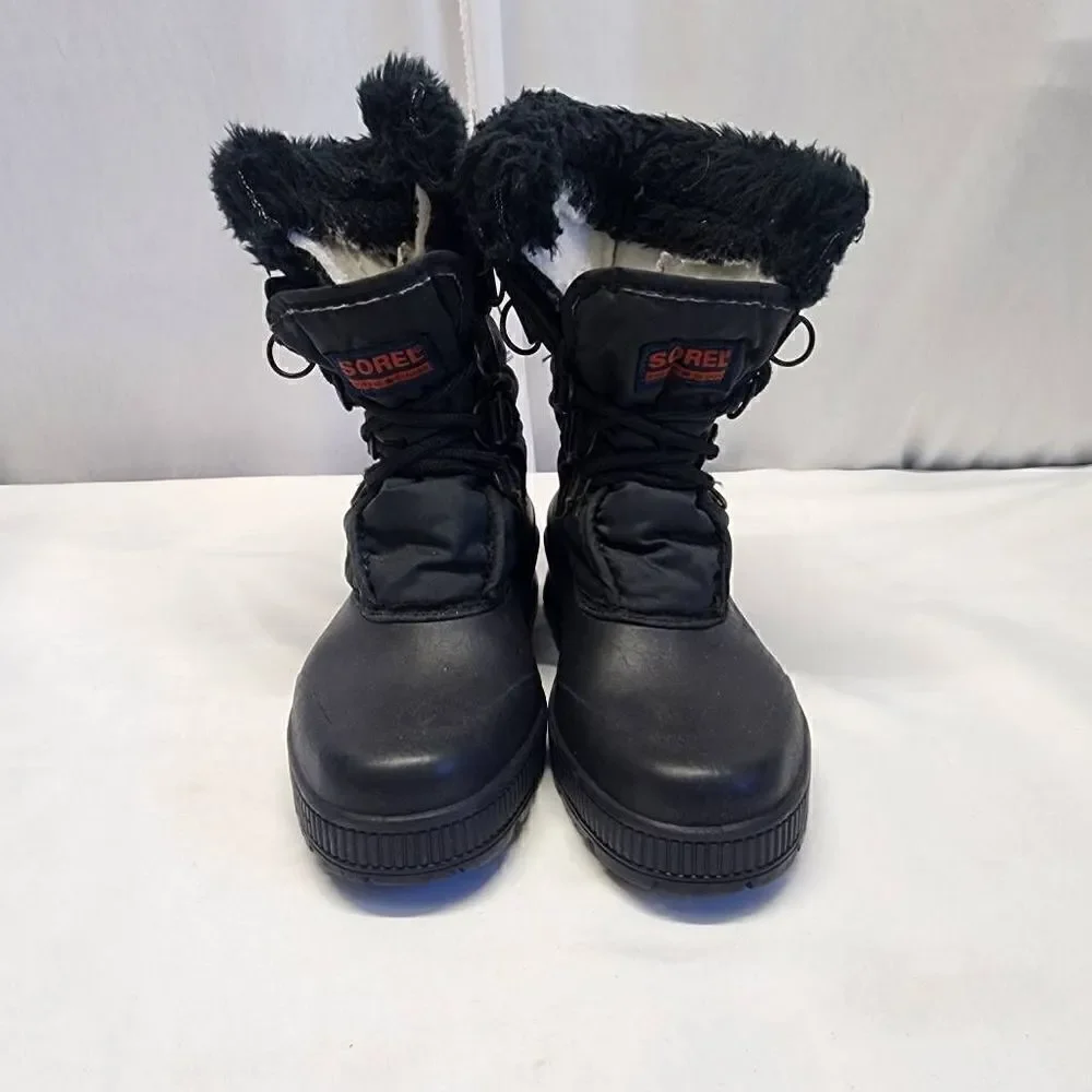 Sorel Snowcrest Winter Faux Fur Black Boots Size 6